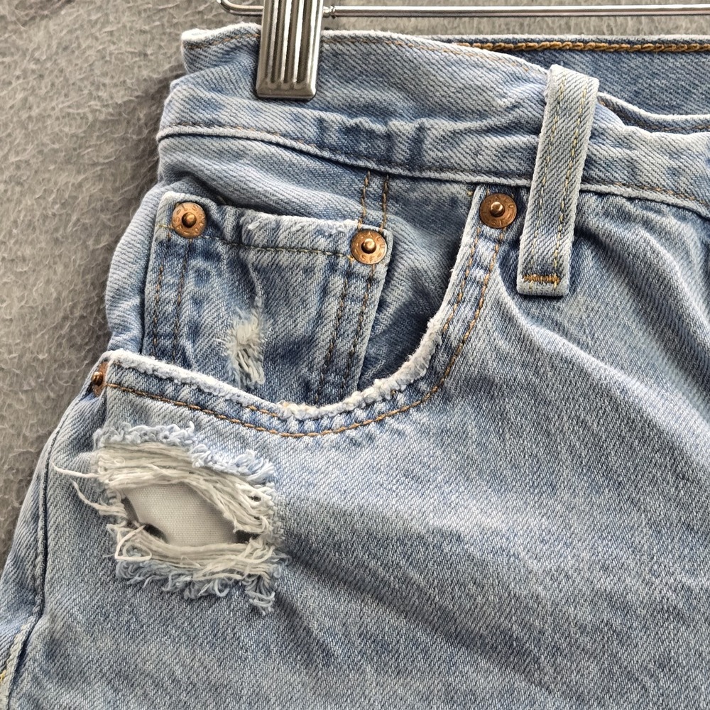 Levi's 501 Shorts W25 Light Blue Denim Cutoff Frayed Zipper High Rise - Picture 6 of 10